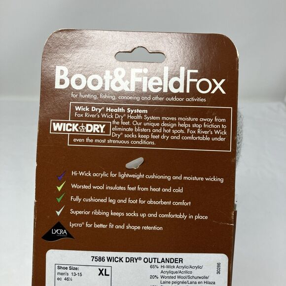 Fox River Boot & Field Wick N Dry Socks Outlander XL Heavy Duty Winter Warm - Picture 5 of 8